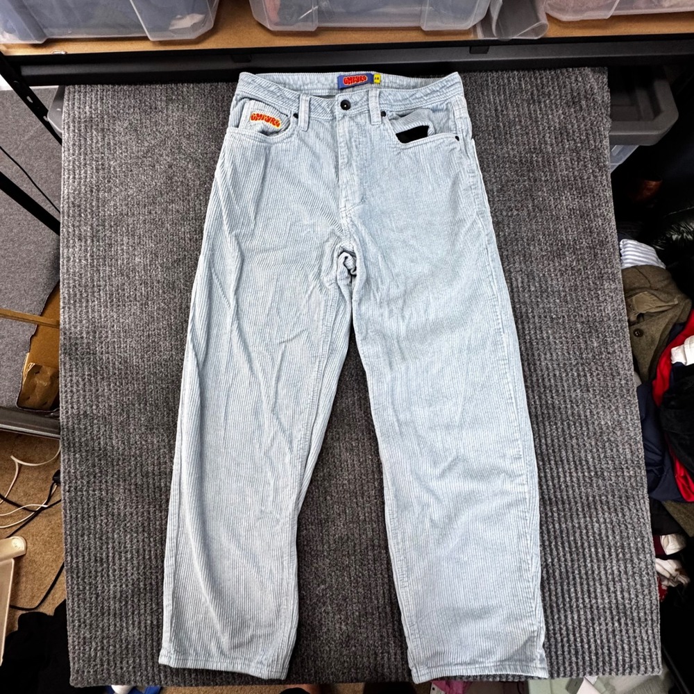 Empyre Light Blue Corduroy Baggy Skate Pants Mens 28 Streetwear Relaxed Fit